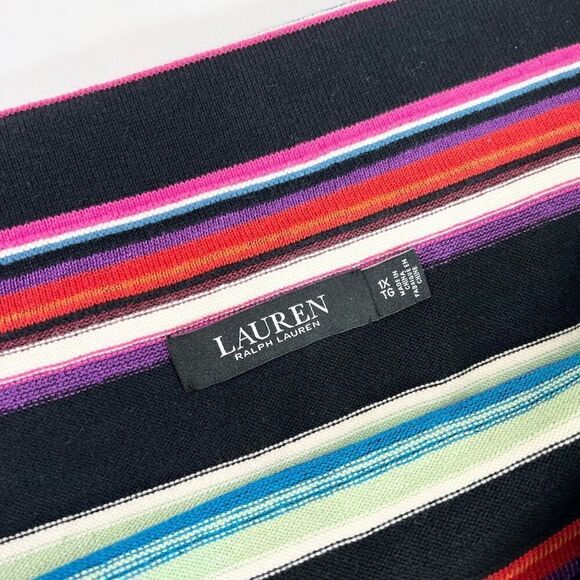 Lauren Ralph Lauren Sweater Womens 1X Multicolor Striped Off-Shoulder - Picture 2 of 8